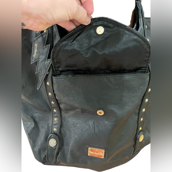 Betsyville Y2K faux leather vegan hobo Betsy Johnson studded bag - Picture 4 of 8